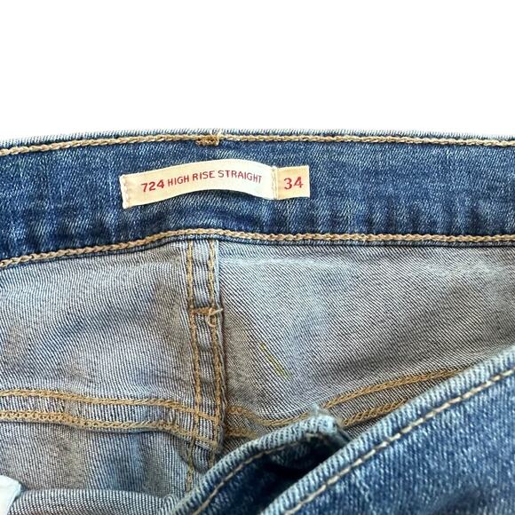 Levi's High Rise Straight Cropped Jeans - Soft - NEW- Size 34 - Picture 4 of 6